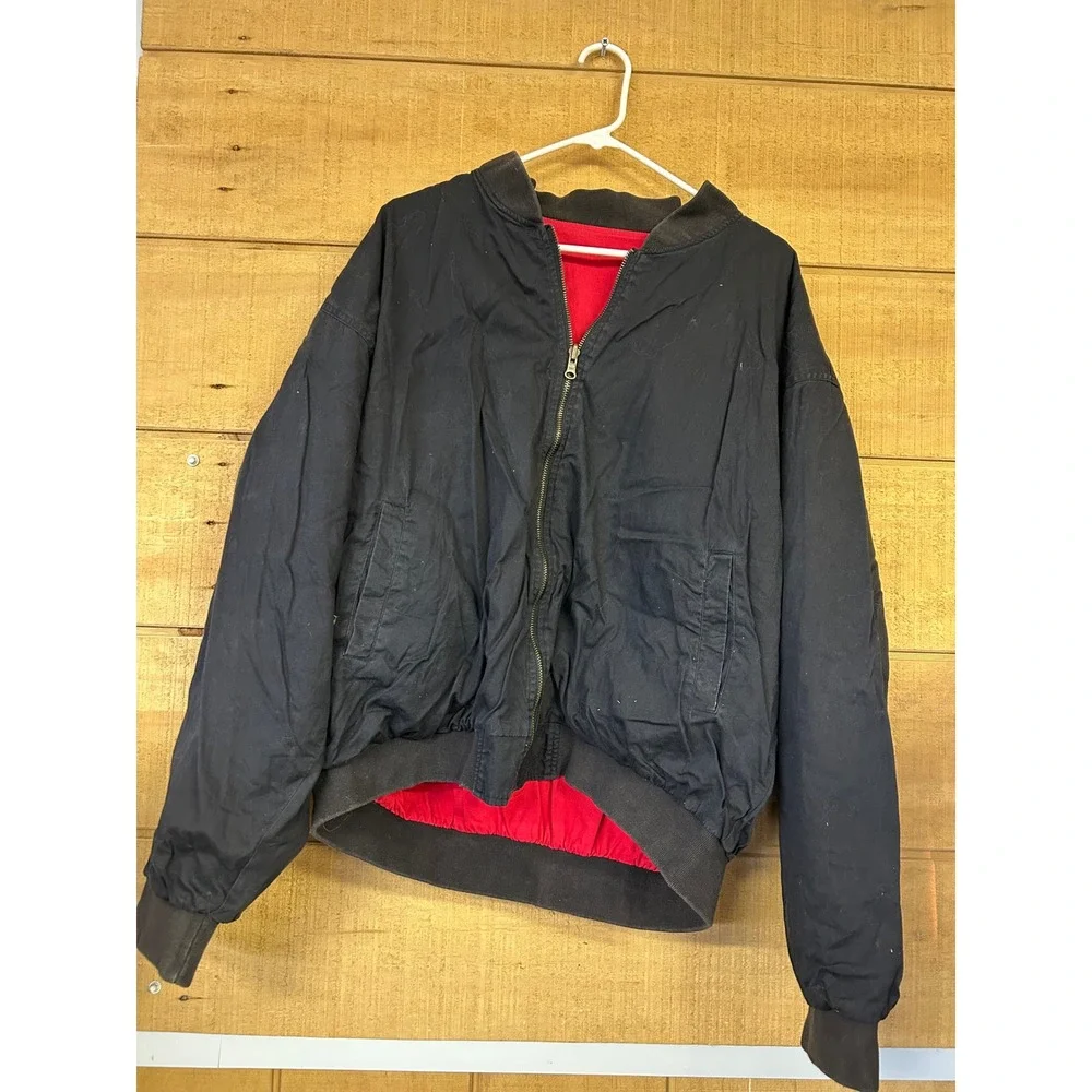 Marlboro Adventure Team Vintage Bomber Jacket XL Black Cotton Canvas 90s Logo